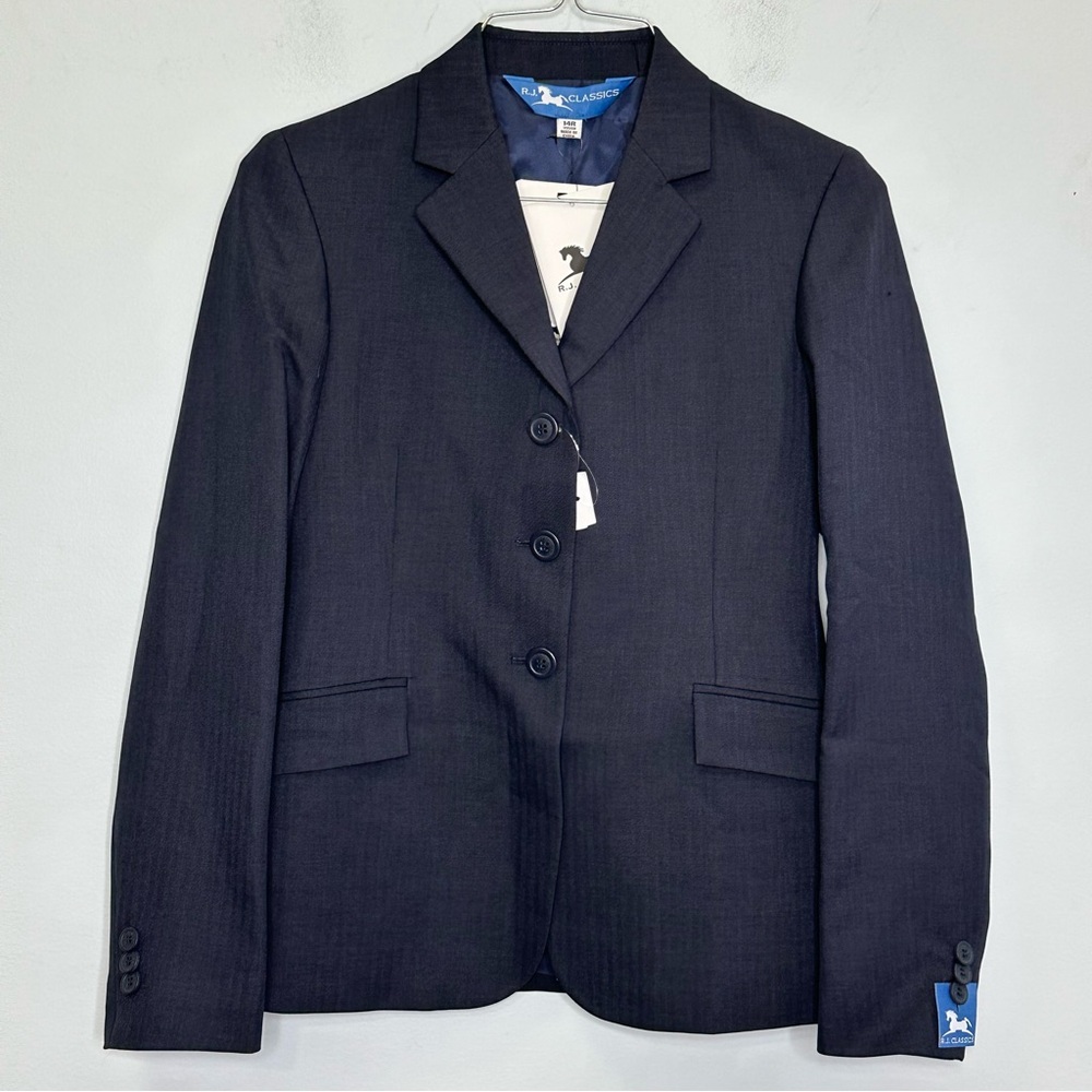RJ Classics Girls Navy 3 Button Blazer Hampton Show Coat Horse Riding Jacket NWT - Picture 5 of 15